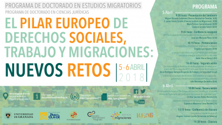 Cartel "El pilar europeo de derechos sociales, trabajo y migraciones: nuevos retos"