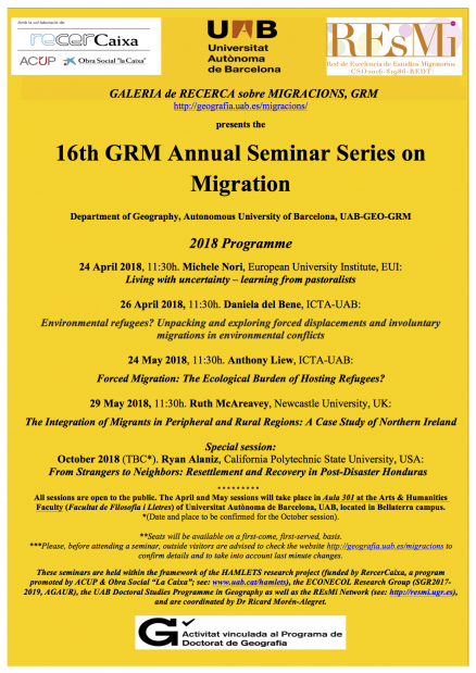 Cartel "16th GRM Annual Seminar Series on Migration"