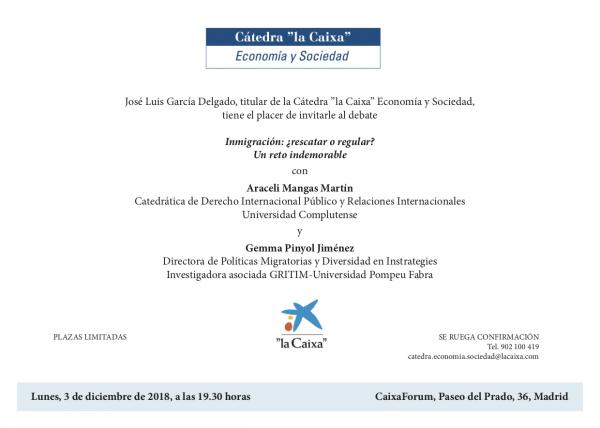 Cartel "Inmigración¿rescatar o regular?"