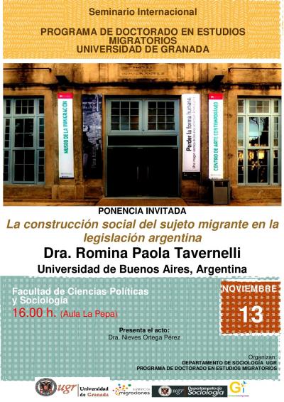 Cartel "La construcción social del sujeto migrante en la legislación argentina"